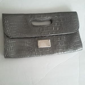 9 West Gray Alligator Clutch Bag. Wedding bag.prom bag Vintage New